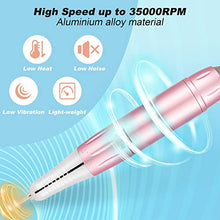 Load image into Gallery viewer, Rechargeable Nail Drill Electric Nail File, Professional 35000RPM Nail Drills for Acrylic Nails, Portable Electric E File for Gel Nails, Manicure Pedicure Polishing Shape Tools with 11Pcs Drill Bits