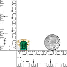 Load image into Gallery viewer, Gem Stone King 6.50 Ct Green Simulated Emerald 18K Yellow Gold Plated Silver Women's Solitaire Ring (Size 8)