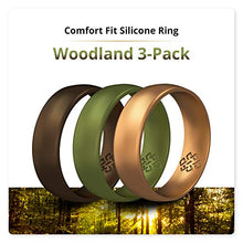 Load image into Gallery viewer, Knot Theory Woodland 3-Pack Silicone Ring for Men - Green Gold Bronze β Breathable Rubber Wedding Band 6mm Size 9 - Anniversary Present for Him - Husband Present from Wife