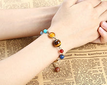 Load image into Gallery viewer, Fesciory Women Solar System Bracelet Universe Galaxy The Eight Planets Guardian Star Natural Stone Beads Bracelet Bangle for Men(Gold(Adjustable))