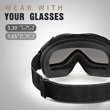 Load image into Gallery viewer, OutdoorMaster OTG Ski Goggles - Over Glasses Ski/Snowboard Goggles for Men, Women & Youth - 100% UV Protection (Black Frame + VLT 10% Grey Lens with REVO Silver)