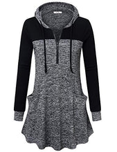 Load image into Gallery viewer, Vivilli Tunic Sweatshirts for Women to Wear with Leggings,Long Sleeve V Neck Pullovers Hooded Hoodies for Teen Girls Ladies Comfy Warm Swing Sweatshirt Pullover Tops Blouses with Pockets Multi Black S