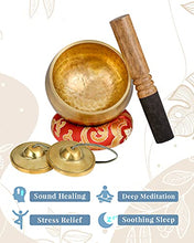 Load image into Gallery viewer, PP OPOUNT Tibetan Singing Bowl Set, Healing Crystals Set with Meditation Singing Bowl, Tingsha Cymbals, Tibetan Singing Bowl with Bells for Healing, Yoga, Meditation, Mindfulness and Relaxation