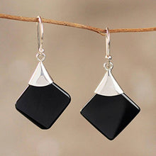 Load image into Gallery viewer, NOVICA Geometric Obsidian .925 Sterling Silver Dangle Earrings, Synthesis'