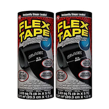 Load image into Gallery viewer, Flex Tape Rubberized Waterproof Tape, 8" x 5', Black (2 Pack)