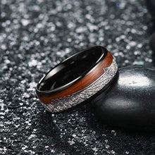 Load image into Gallery viewer, King Will Nature Men's 8mm Tungsten Carbide Ring with Wood & Silver Wire & Arrow Inlay Wedding Rings Dome Edge Comfort Fit 10