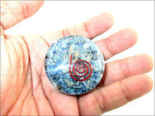 Load image into Gallery viewer, Jet Blue Kyanite Orgone Tower Buster Orgonite Piezo Electric EMF Protection Generator Frequency Ions Tested Cloud Chem Buster 40 Page Jet International Crystal Therapy Booklet