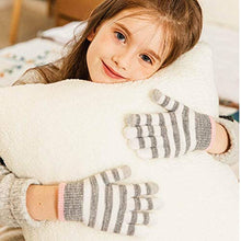 Load image into Gallery viewer, accsa 3 Pairs Kids Soft Stretch Magic Gloves Boys Girls Touch Screen Winter Gloves Set, Pink
