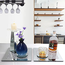 Load image into Gallery viewer, GIMORRTO Glass Mirrored Coaster 8 PC, Crushed Diamond Cup Mat Decor on Tabletop for Restaurant Kitchen bar Dining Table