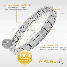 Load image into Gallery viewer, MagnetRX® Women's Ultra Strength Magnetic Therapy Bracelet - Arthritis Pain Relief & Carpal Tunnel Titanium Magnetic Bracelets for Women - Adjustable Length with Sizing Tool (Silver)