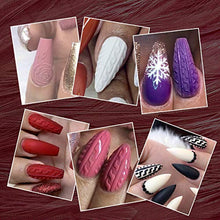 Load image into Gallery viewer, Saviland 12 Colors 3 in 1 Gel Art Paint for Nails with 3pcs Brush Pens,6ml/pcs Cable Knit Sweater Nail with 3D Embossed Gel Nail Polish, Carve Gel Set for Flowers Animals Design(Red White Black.)