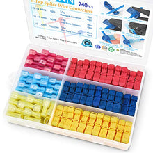 Load image into Gallery viewer, TICONN 240PCS T-Tap Wire Connectors, Self-Stripping Quick Splice Electrical Wire Terminals, Insulated Male Quick Disconnect Spade Terminals Assortment Kit with Storage Case (240)