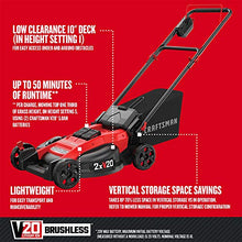 Load image into Gallery viewer, CRAFTSMAN CMCMW220P2 V20 2x20V 20 in. Brushless Cordless Push Mower