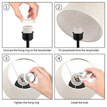 Load image into Gallery viewer, HAITRAL Bedside Table Lamps - Small Nightstand Lamps Set of 2 with Fabric Shade Bedside Desk Lamps for Bedroom, Living Room, Office, Kids Room, Girls Room, Dorm 15 Inches - Black
