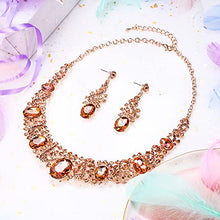 Load image into Gallery viewer, Crysdue Gorgeous Wedding Jewelry Set for Bridal Bridesmaid, Austrian Crystal Infinity Necklace Dangle Earrings for Wedding Party Prom