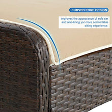Load image into Gallery viewer, U-MAX 5 Pieces Patio Furniture Set Outdoor Chair and Ottoman Set with Cushions & Side Table, Brown PE Wicker Rattan Lawn Pool Balcony Backyard Conversation Lounge Set, White & Tan Cushion