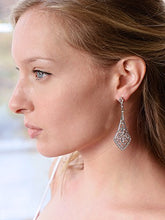 Load image into Gallery viewer, Mariell Zirconia Crystal Art Deco Silver Wedding Dangle Earrings for Women, Jewelry for Bride, Bridesmaid