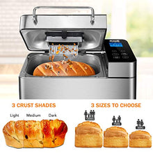 Load image into Gallery viewer, KBS Large 17-in-1 Bread Machine, 2LB All Stainless Steel Bread Maker with Auto Fruit Nut Dispenser, Nonstick Ceramic Pan, Full Touch Panel Tempered Glass, Reserve& Keep Warm Set, Oven Mitt and Recipes