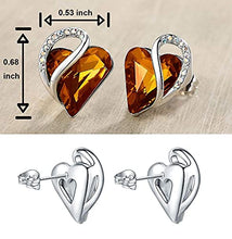 Load image into Gallery viewer, Leafael Infinity Love Crystal Heart Bundle Jewelry Set Amber Brown November Birthstone, Silver-tone