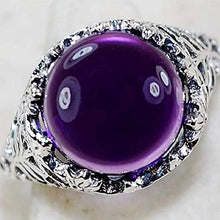 Load image into Gallery viewer, Wenbin Huge 2.3ct Amethyst 925 Silver Wedding Vintage Prom Man Women Square Cut Gemstone Ring Wedding Ring Female Jewelry Size 6-10 (Size 7)