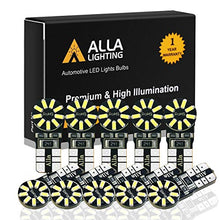 Load image into Gallery viewer, Alla Lighting CANBUS 194 LED Bulb Super Bright 168 175 2825 W5W Bulb 6000K White 3014 SMD 12V T10 LED Replacement Bulbs Car License Plate Interior Map Dome Trunk Door Courtesy Lights Bulbs (Set of 10)