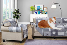 Load image into Gallery viewer, Brilliant Sunshine Gray Heart Love Patchwork, Reversible Large Sofa Protector for Seat Width up to 70", Furniture Slipcover, 2" Strap, Couch Slip Cover for Pets, Kids, Dogs, Cats, Sofa, Gray