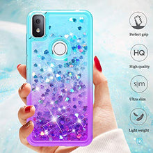 Load image into Gallery viewer, Dzxouui for T-Mobile Revvl 4 Case,TCL Revvl 4 Case (Not Fit 4 Plus) Girls Women TPU Clear Cover Moving Quicksand Glitter Protective Cute Phone Cases for T-Mobile Revvl 4(Teal/Purple)