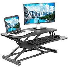 Load image into Gallery viewer, VIVO Black Height Adjustable 32 inch Standing Desk Converter, Sit Stand Dual Monitor and Laptop Riser Workstation (DESK-V000K)
