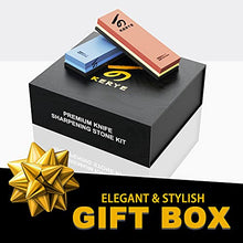 Load image into Gallery viewer, Complete Knife Sharpening Stone Set, KERYE Professional Japanese Whetstone Sharpener, Premium 4 Side Grit 400/1000 3000/8000 Water Stone, Flattening Stone, Chisel Honing Guide, Cut Resistant Gloves
