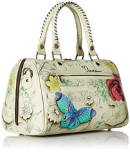 Load image into Gallery viewer, Anna by Anuschka Women's Genuine Leather All Round Zip Satchel | Hand Painted Original Artwork | Medium Zip-Top Organizer | Floral Paradise
