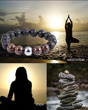 Load image into Gallery viewer, Lightock Triple Lava Rock Bracelet with Ice Obsidian Terahertz Essential Oils Diffuser Elastic Beads 12mm Stretch for Men Women