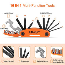 Load image into Gallery viewer, XCH Robots Bike Multitool with Tire Patch Kit - 16 in 1 Bicycle Repair kit Mechanic Emergency Repair Tool, Portable, Complete Basic Mountian Compact Professional Accessory Kits (Small)