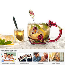 Load image into Gallery viewer, Glass Tea Cup Coffee Mugs & Gifts for Women with Spoon Beautiful Rose Flower Butterfly Glass