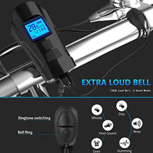 Load image into Gallery viewer, Xinji Bike Light Set with Bicycle Speedometer,USB Rechargeable Bike Computer with Loud Bike Bell,Waterproof Bike Odometer and Tail Light (Black)