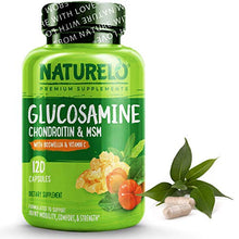 Load image into Gallery viewer, NATURELO Glucosamine Chondroitin MSM with Boswellia, Organic Vitamin C - Best Supplement for Joint Comfort, Mobility, and Strength - 120 Capsules