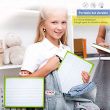 Load image into Gallery viewer, Lined Magnetic Dry Erase Board for Kids with 6 Markers, Premium Double-Sided Dry Erase Lapboard for Learning Writing and Drawing – Stick to Fridge – 9 X 12 Inch Small White Board for Kids with Eraser