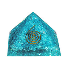 Load image into Gallery viewer, Orgone Pyramid – Emf Protection Anxiety Relief Crystals and Healing Stones Aquamarine Energy Generator Chakra Healing Crystals Handmade Orgonite Pyramid for – Sleep Aid Smudge Kit Reiki Supplies