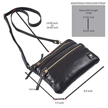 Load image into Gallery viewer, Wise Owl Accessories Small Triple Zip Real Leather Women's Crossbody- Premium Vintage Crossover Shoulder Sling Bag (Tan Nappa)