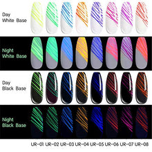 Load image into Gallery viewer, Mzthkly 8pcs Sugar Nail Art Luminous Spider UV Gel Polish, Neon Fluorescent Effect Gel DIY, Spider Gel for Nail Art Glow in The Dark, Paint Design Art Kit Wire Drawing Nail Gel