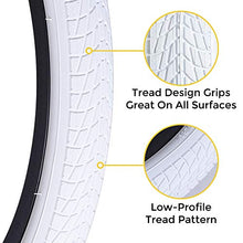 Load image into Gallery viewer, 20 Inch Bike Tire Packages for Kids and BMX Tires. Fits 20x1.75 Bike Tube , Tire, Rims, Front or Rear Wheels. Includes Tire Tools. With or Without Tubes. 1 Pack or 2 Pack. WHITE (2 Tires - No Tubes)