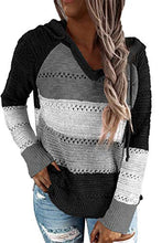 Load image into Gallery viewer, FEKOAFE Women's Cute Solid Color V-Neck Long Sleeve Pullover Drawstring Hoodies Pullover Sweatshirts Black S