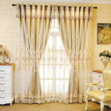 Load image into Gallery viewer, Curshimer Luxury Double Layer Blackout Curtain with Sheer European Embroidered Window Drape for Living Room Sliding Glass Door, 1 Panel (Beige, W 78'' x H 86'')