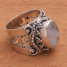 Load image into Gallery viewer, NOVICA Rainbow Moonstone .925 Sterling Silver Cocktail Ring, Glorious Vines'