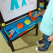 Load image into Gallery viewer, KidKraft Wooden Storage Easel with Dry Erase and Chalkboard Surfaces, Children's Art Furniture - Espresso, Gift for Ages 3+ 25.2 x 23.2 x 47.6