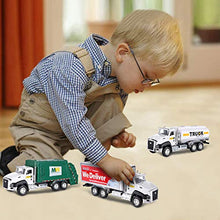 Load image into Gallery viewer, G.C 3 Pack Diecast Transport Vehicles Truck Toys Set Garbage Truck Tanker Truck Delivery Truck 1:50 Scale Pull Back Metal Model Car Toys for Boys