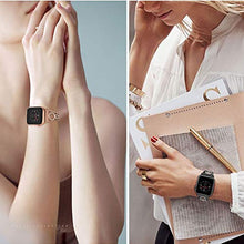 Load image into Gallery viewer, AmzAokay Stainless Steel Band Compatible Apple Watch Bands 38mm 42mm Women Iwatch Series 6 SE 5 4 3 2 1 Accessories Jewelry Cuff Bangle Bracelet Metal Wristband Strap (Silver, 42mm/44mm)