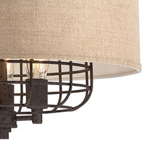 Load image into Gallery viewer, Tremont Rust Cage Pendant Chandelier 20" Wide Industrial Rustic Tan Burlap Drum Shade 3-Light Fixture for Dining Room House Foyer Kitchen Island Entryway Bedroom Living Room - Franklin Iron Works