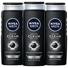 Load image into Gallery viewer, NIVEA MEN DEEP Active Clean Charcoal Body Wash, Cleansing Body Wash with Natural Charcoal, 3 Pack of 16.9 Fl Oz Bottles