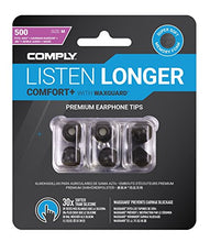 Load image into Gallery viewer, Comply Comfort Plus Tsx-500 Memory Foam Earphone Tips, Noise Reducing Replacement Earbud Tips, Secure Fit (S/M/L, 3 Pairs), 29-50200-11, Black