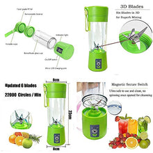 Load image into Gallery viewer, Portable blender Personal 6 Blades Juicer Cup Household Fruit Mixer, With Magnetic Secure Switch, USB Charger Cable 380ML(Green)